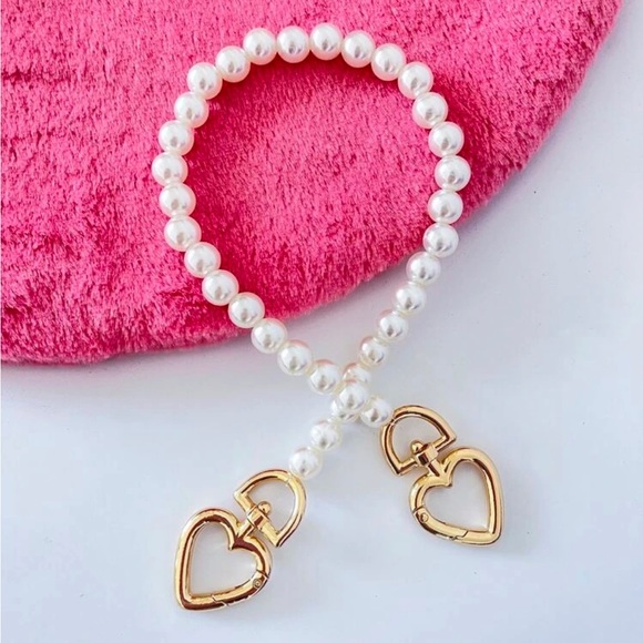 Heart & Faux Pearl Bag Charm - Picture 4 of 6